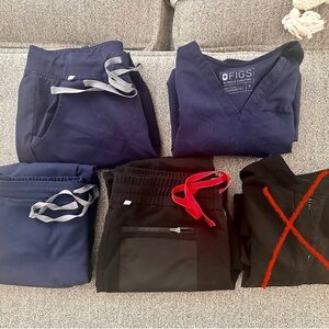 Bundle box of Figs scrubs - 3 pants, 1 top